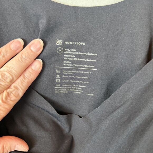 Honeylove LiftWear Shaping Womens Tank Size 1X Black Slimming V Neck - Picture 3 of 6